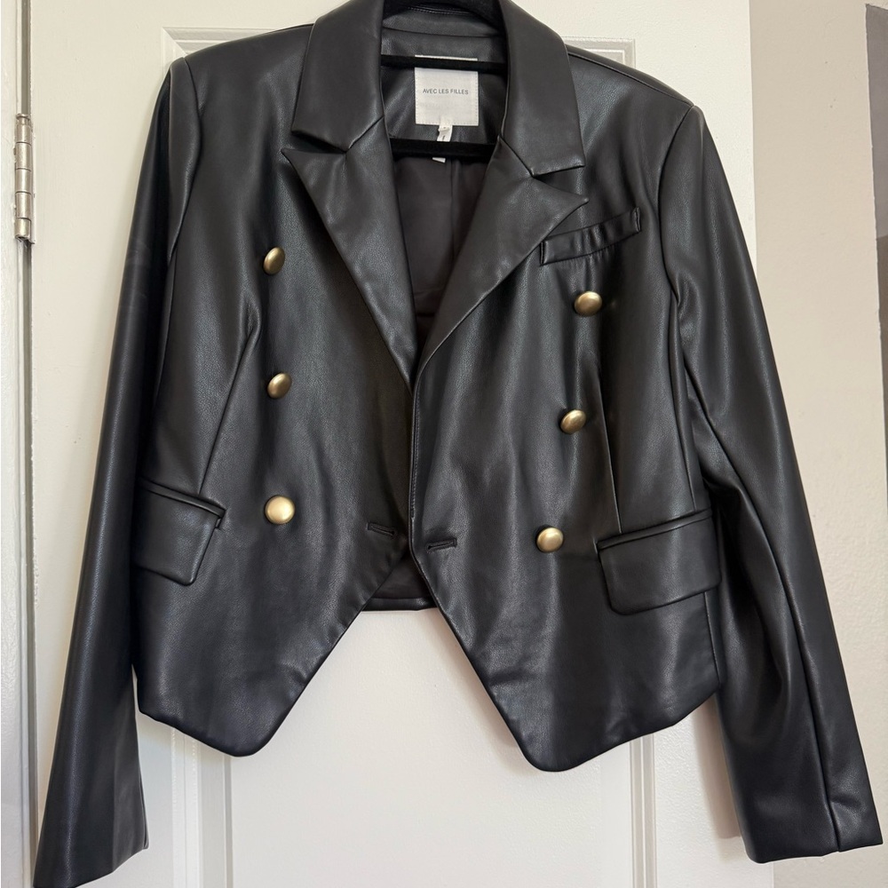 Avec Les Filles Black and Gold Blazer